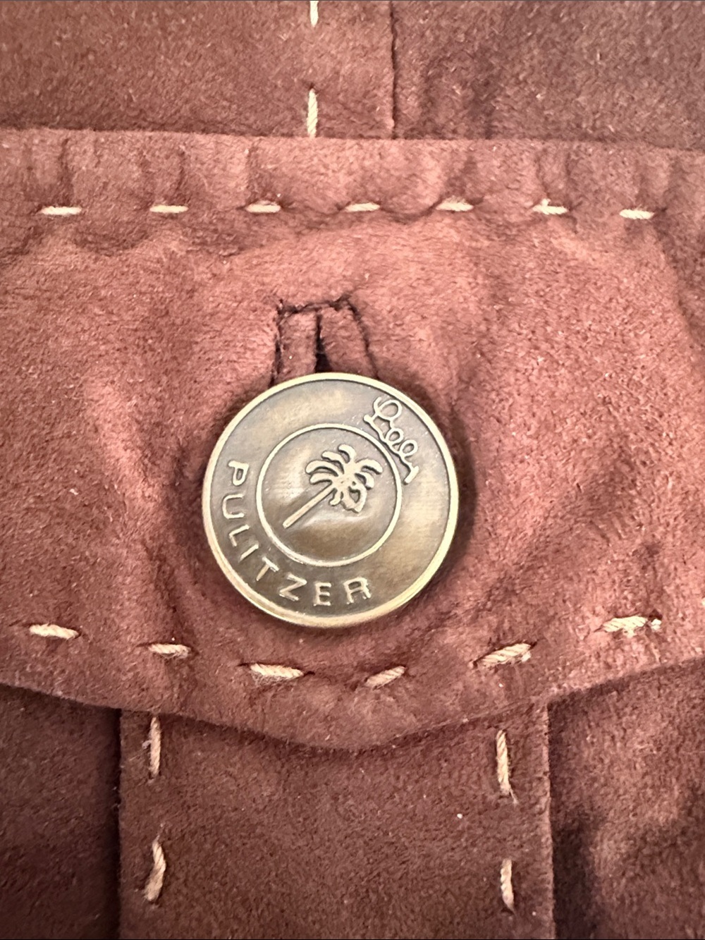 Vintage Lilly Pulitzer Brown Lamb Suede Belted Safari Jacket Coat Small - Picture 12 of 13